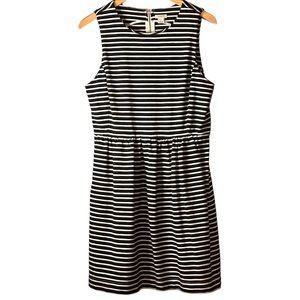 J Crew Factory Black and White Striped Cotton Stretch Sleeveless Daybreak Dress